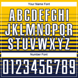 Custom Yellow White-Navy Gradient Pinstripe Sublimation Soccer Uniform Jersey