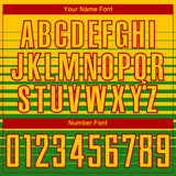 Custom Yellow Red-Grass Green Gradient Pinstripe Sublimation Soccer Uniform Jersey