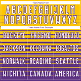 Custom Yellow White-Purple Gradient Pinstripe Sublimation Soccer Uniform Jersey