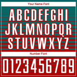 Custom Teal White-Red Gradient Pinstripe Sublimation Soccer Uniform Jersey