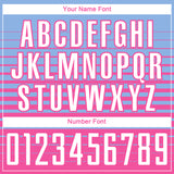 Custom Light Blue White-Pink Gradient Pinstripe Sublimation Soccer Uniform Jersey