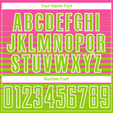 Custom Pink Neon Green-White Gradient Pinstripe Sublimation Soccer Uniform Jersey