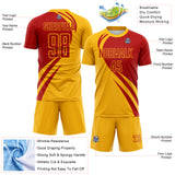 Custom Navy Red Diagonal Streamline Color Block Swirl Curve Lines Sublimation Soccer Uniform Jersey