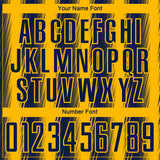Custom Navy Gold Vertical Brush Stroke Stripes Sublimation Soccer Uniform Jersey