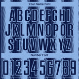 Custom Navy Light Blue Vertical Brush Stroke Stripes Sublimation Soccer Uniform Jersey