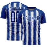 Custom Royal White Vertical Brush Stroke Stripes Sublimation Soccer Uniform Jersey