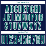 Custom Navy Teal Royal-White Gradient Horizontal Stripes Sublimation Soccer Uniform Jersey