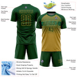 Custom Green Old Gold-Kelly Green Gradient Horizontal Stripes Sublimation Soccer Uniform Jersey