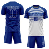 Custom Royal Thunder Blue-White Gradient Horizontal Stripes Sublimation Soccer Uniform Jersey