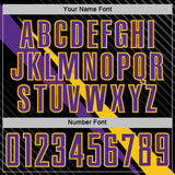 Custom Black Purple-Yellow Diagonal Stripes Sports Sublimation Soccer Uniform Jersey