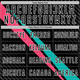 Custom Black White Aqua-Neon Pink Diagonal Stripes Sports Sublimation Soccer Uniform Jersey