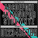 Custom Black White Aqua-Neon Pink Diagonal Stripes Sports Sublimation Soccer Uniform Jersey