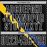 Custom Black White Royal-Yellow Diagonal Stripes Sports Sublimation Soccer Uniform Jersey