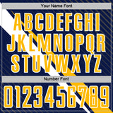 Custom Navy Gold-White Diagonal Stripes Sports Sublimation Soccer Uniform Jersey