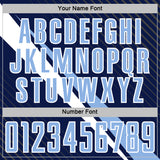 Custom Navy Light Blue-White Diagonal Stripes Sports Sublimation Soccer Uniform Jersey