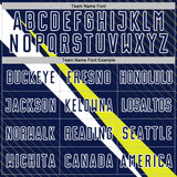 Custom Navy White-Neon Yellow Diagonal Stripes Sports Sublimation Soccer Uniform Jersey