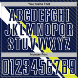 Custom Navy White-Neon Yellow Diagonal Stripes Sports Sublimation Soccer Uniform Jersey