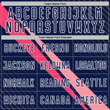 Custom Navy White-Pink Diagonal Stripes Sports Sublimation Soccer Uniform Jersey