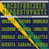 Custom Navy Kelly Green-Gold Diagonal Stripes Sports Sublimation Soccer Uniform Jersey