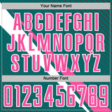 Custom Teal Pink-White Diagonal Stripes Sports Sublimation Soccer Uniform Jersey