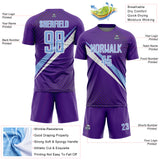 Custom Purple Light Blue-White Diagonal Stripes Sports Sublimation Soccer Uniform Jersey