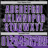 Custom Black Purple-White Distressed Diagonal Stripes Wind Shapes Sports Sublimation Soccer Uniform Jersey