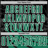 Custom Black Kelly Green-White Distressed Diagonal Stripes Wind Shapes Sports Sublimation Soccer Uniform Jersey