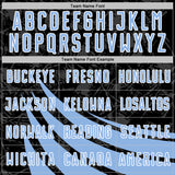 Custom Black Light Blue-White Distressed Diagonal Stripes Wind Shapes Sports Sublimation Soccer Uniform Jersey