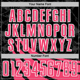 Custom Black Neon Pink-White Distressed Diagonal Stripes Wind Shapes Sports Sublimation Soccer Uniform Jersey