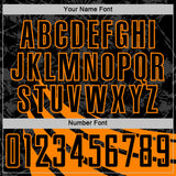 Custom Black Bay Orange Distressed Diagonal Stripes Wind Shapes Sports Sublimation Soccer Uniform Jersey