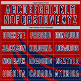 Custom Red Navy-White Distressed Diagonal Stripes Wind Shapes Sports Sublimation Soccer Uniform Jersey