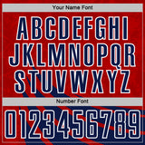 Custom Red Navy-White Distressed Diagonal Stripes Wind Shapes Sports Sublimation Soccer Uniform Jersey