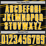 Custom Black Gold-White Diagonal Pinstripes Lines Sports Sublimation Soccer Uniform Jersey