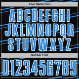 Custom Black Powder Blue-White Diagonal Pinstripes Lines Sports Sublimation Soccer Uniform Jersey