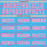 Custom Sky Blue Pink-White Diagonal Pinstripes Lines Sports Sublimation Soccer Uniform Jersey