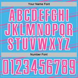 Custom Sky Blue Pink-White Diagonal Pinstripes Lines Sports Sublimation Soccer Uniform Jersey