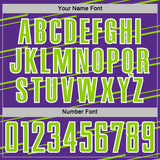 Custom Purple Neon Green-White Diagonal Pinstripes Lines Sports Sublimation Soccer Uniform Jersey