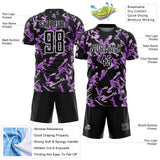 Custom Black White-Purple Geometric Camo Fragment Sports Sublimation Soccer Uniform Jersey