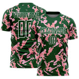 Custom Green White-Pink Geometric Camo Fragment Sports Sublimation Soccer Uniform Jersey