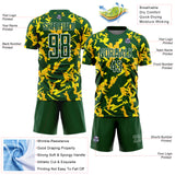 Custom Green White-Yellow Geometric Camo Fragment Sports Sublimation Soccer Uniform Jersey