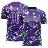 Custom Purple White-Kelly Green Geometric Camo Fragment Sports Sublimation Soccer Uniform Jersey