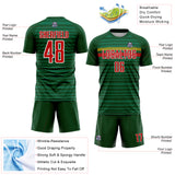 Custom Green Red Yellow-White Colombia Horizontal Stripes Geometric Aztec Tribal Pattern Sublimation Soccer Uniform Jersey