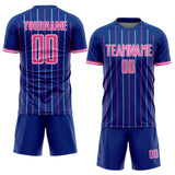 Custom Royal Pink-White France Vertical Pinstripe Sublimation Soccer Uniform Jersey