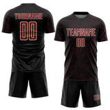 Custom Black Crimson-Cream Curve Lines Sublimation Soccer Uniform Jersey