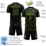 Custom Black-Neon Green Curve Lines Sublimation Soccer Uniform Jersey