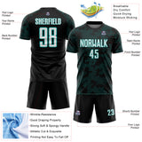 Custom Black White-Aqua Curve Lines Sublimation Soccer Uniform Jersey