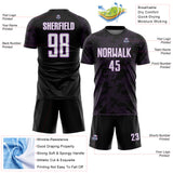 Custom Black White-Medium Purple Curve Lines Sublimation Soccer Uniform Jersey