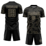 Custom Black-Cream Curve Lines Sublimation Soccer Uniform Jersey