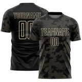 Custom Black-Cream Curve Lines Sublimation Soccer Uniform Jersey