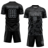 Custom Black-Silver Curve Lines Sublimation Soccer Uniform Jersey